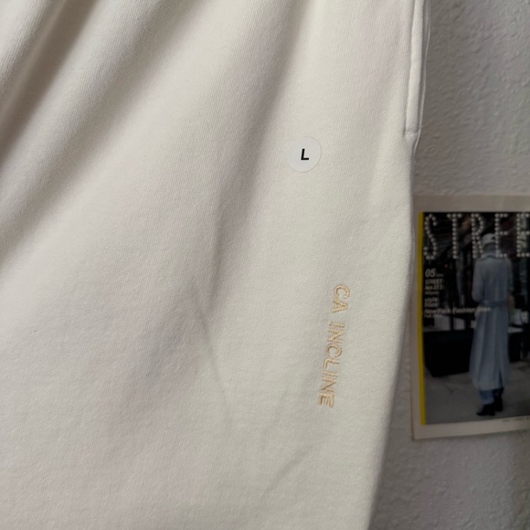 NWT CALIFORNIA INCLINE ivory off white cream cotton cropped jogger sweat pants - Picture 4 of 10